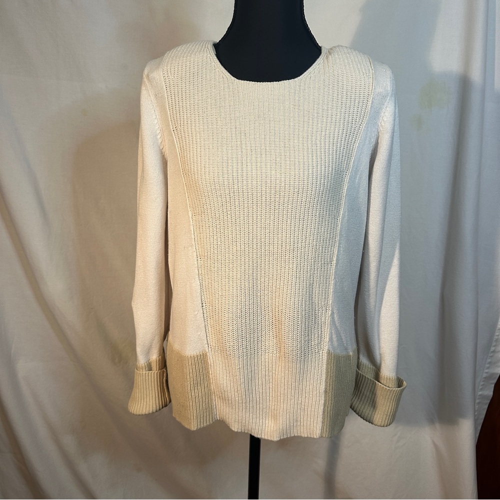 Etcetera Cream/White Ribbed Knit Tunic Sweater – Size M